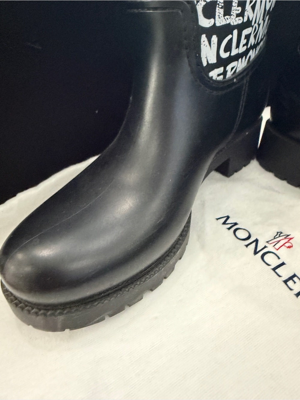 Moncler Black and White Logo Rubber Boots - Picture 5 of 8